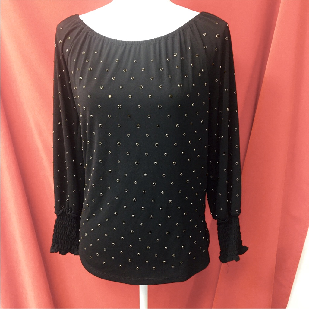 Kobi Halperin Embellished Scoop Neck Knit Top Black Size Xs